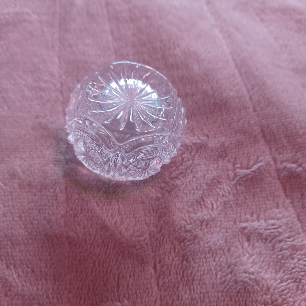Antique Bryce Higbee Crystal Banquet Medallion Sunburst Salt Cellar-~cir.  1897.